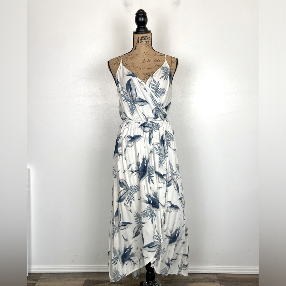 Hollister White and Blue Maxi Dress